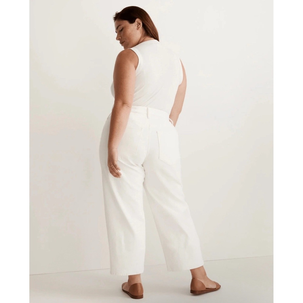 Madewell White Wide Leg Crop Jeans High Rise Denim Pants Size 28W Plus